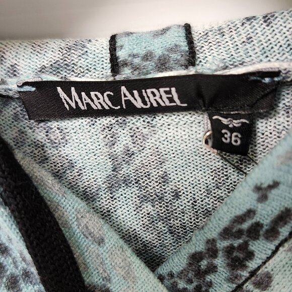 Marc Aurel Women's "No Bad Days" Blue/Black Long Sleeved Hooded Top Size 6 - Picture 3 of 9